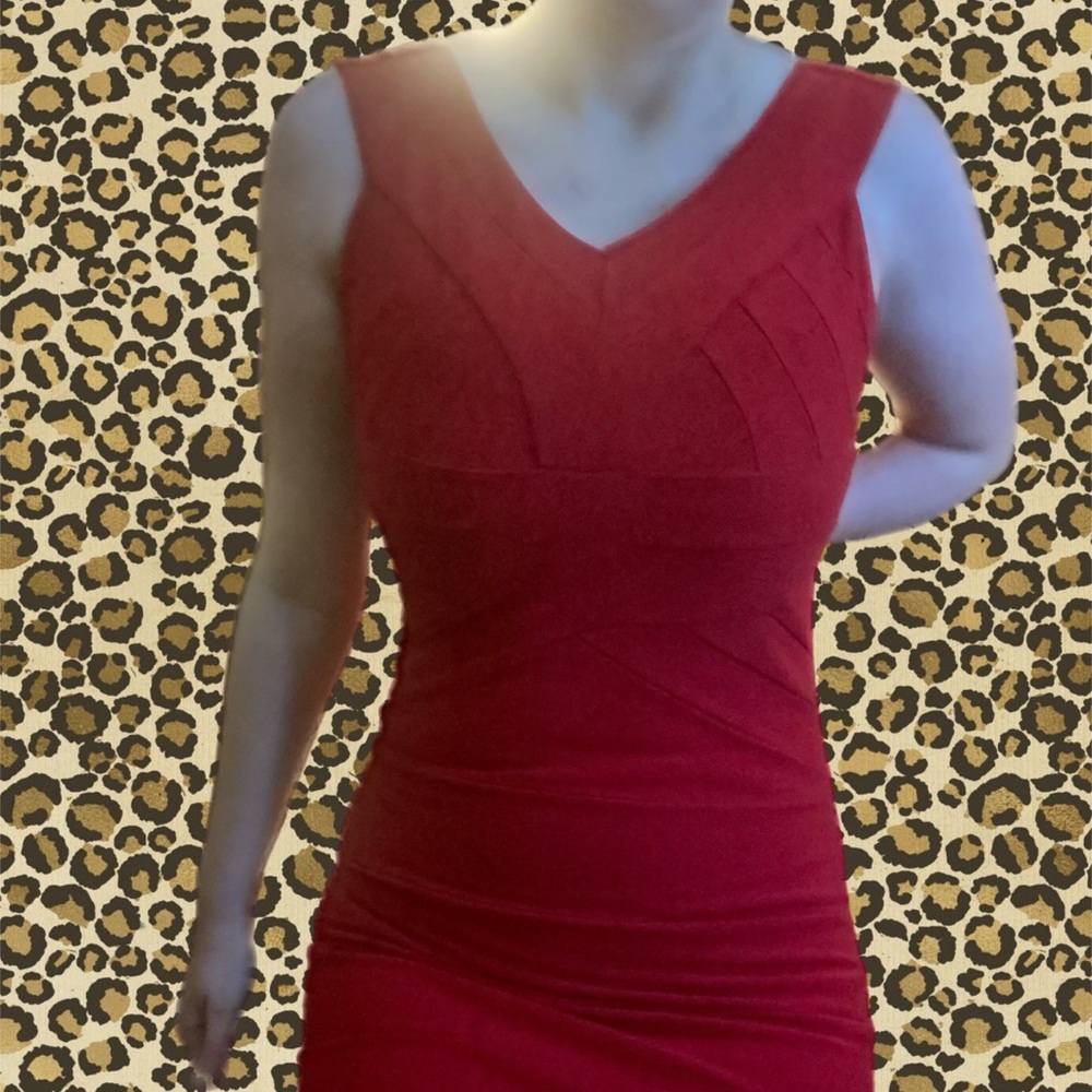 Red body con mini cocktail dress